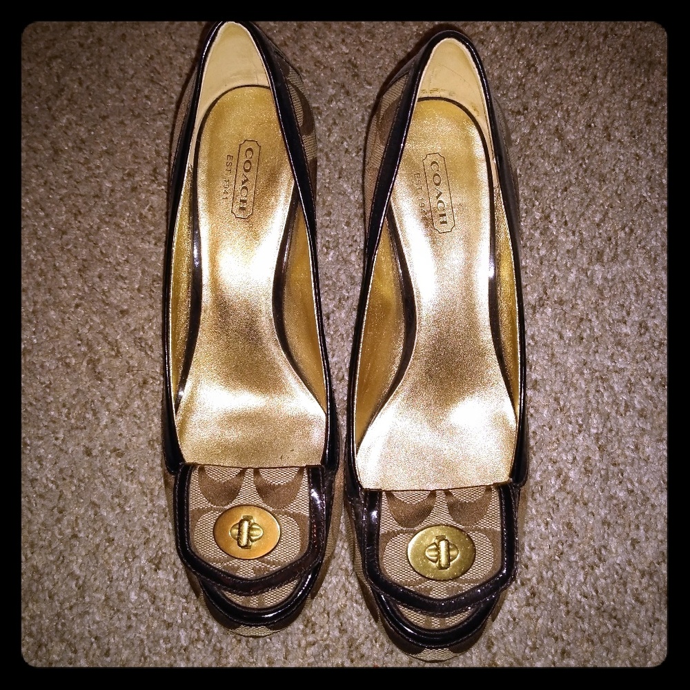 Coach Brown Wedges - Picture 1 of 2